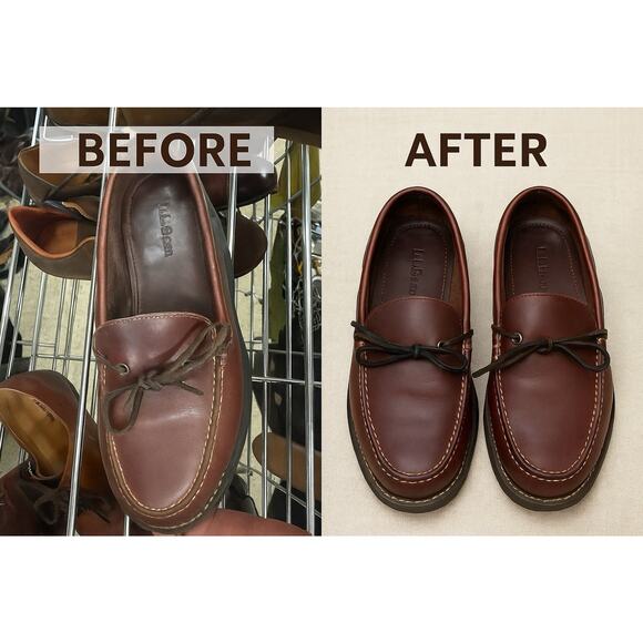 Restored Vintage L.L. Bean Leather Blucher Moccasins Men’s 9.5 D Lug Sole USA - Picture 2 of 14